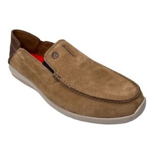 Clarks Men’s Gorwin Step Dark Sand Nubuck Suede Leather Slip On Loafers Shoes